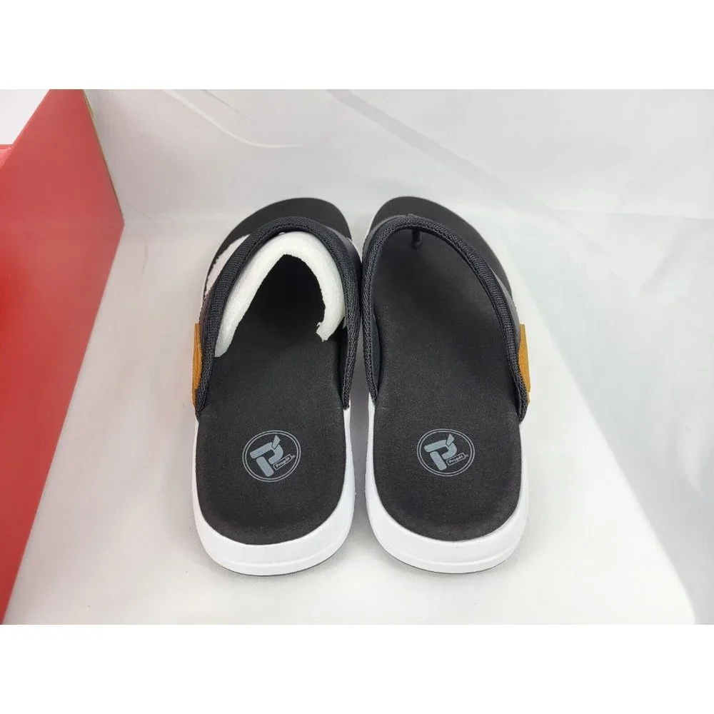 Propet Easton Leather Flip Flop Sandals Shoes Mens Size 10 Black White MSV011P - Picture 4 of 8